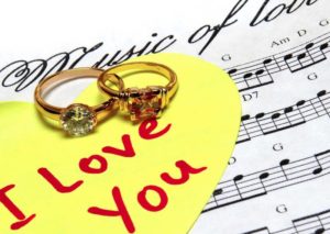 valentines day card and rings